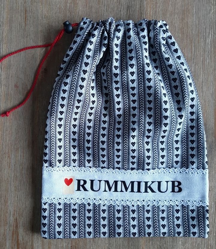 Rummikub bag Zeeland apron fabric with white band