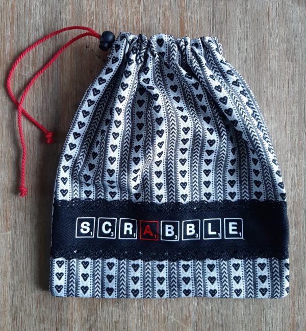 Scrabble bag Zeeland apron fabric with black band