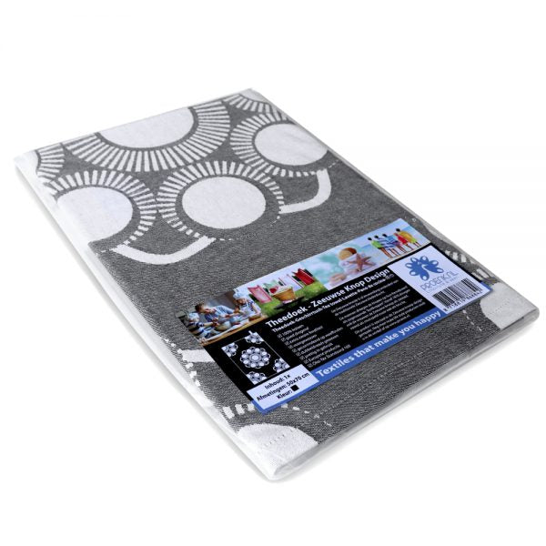 Tea towel Zeeland button black/white