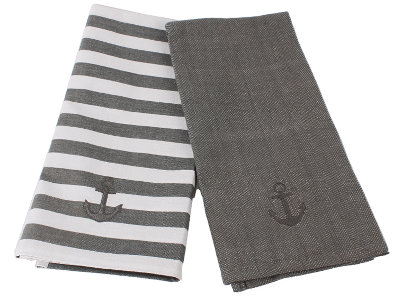 Kitchen towels anchor red set of 2