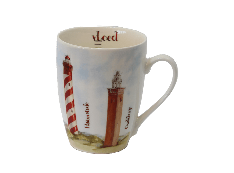 Mug panorama watercolour lighthouse Zeeland