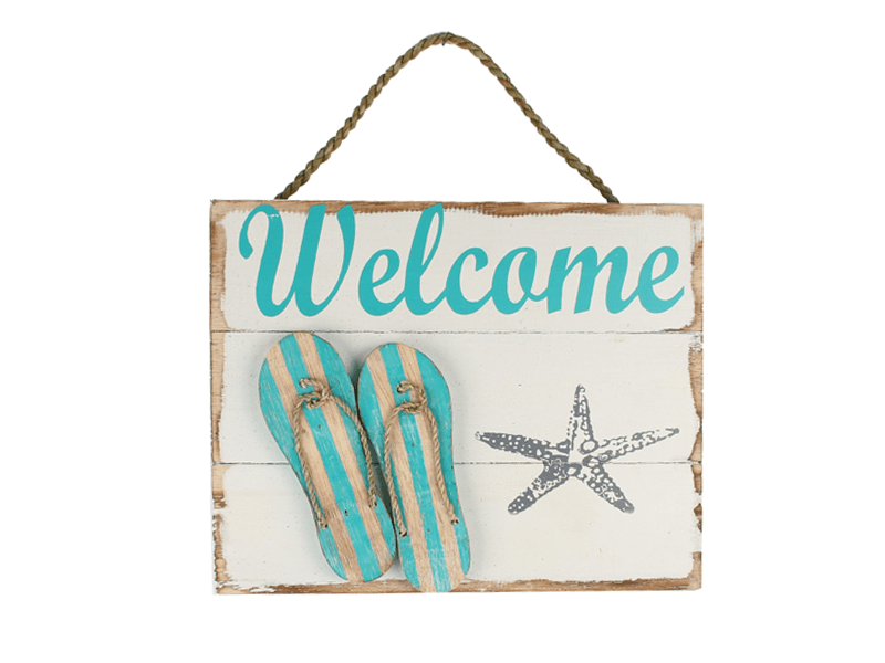 Welcome bordje met slippers