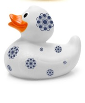 Zeeland rubber duck with Zeeland button white/blue