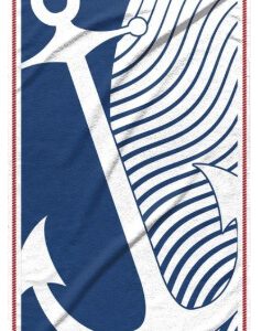 Handdoek badlaken anker 100 x 180 cm blauw wit