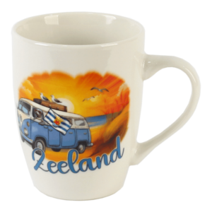 Mok Zeeland met meeuw en zeehond